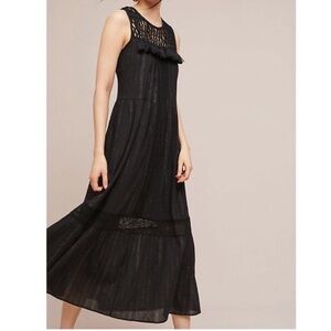 Maeve Black Maxi Dress with Lace Detail